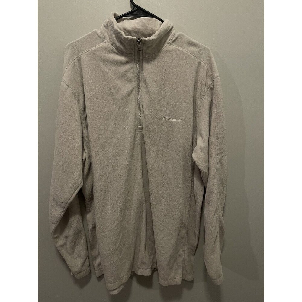 Columbia Mens Pullover 1/4 Zip Sweatshirt Long Sleeve Beige Xlarge